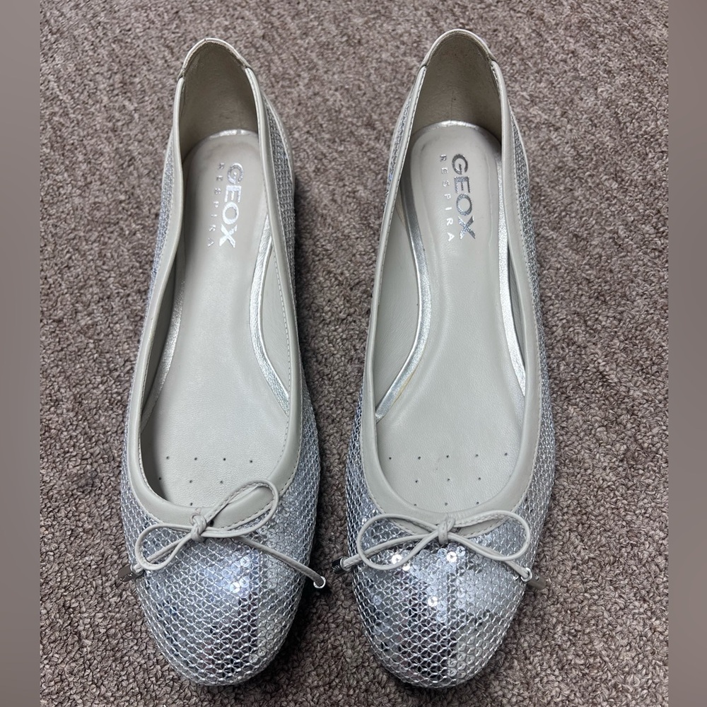 GEOX respira silver sequin flats